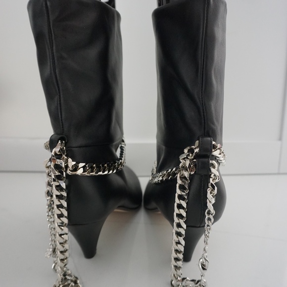 AleVi Milano Futura Chain Black Leather Ankle Booties Silver Wraparound Chain - Picture 4 of 8